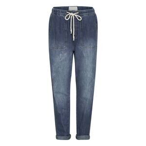 New One Teaspoon HIGH WAIST SHABBIES DRAWSTRING JEANS $180 Resort Blue SMALL 26